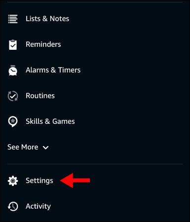 settings screen