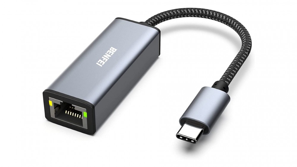 BENFEI 000269grey USB-C to Ethernet Adapter on white background